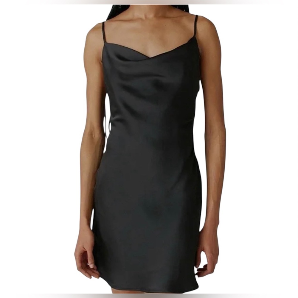 Urban Outfitters Black Cowl Slip Mini Dress